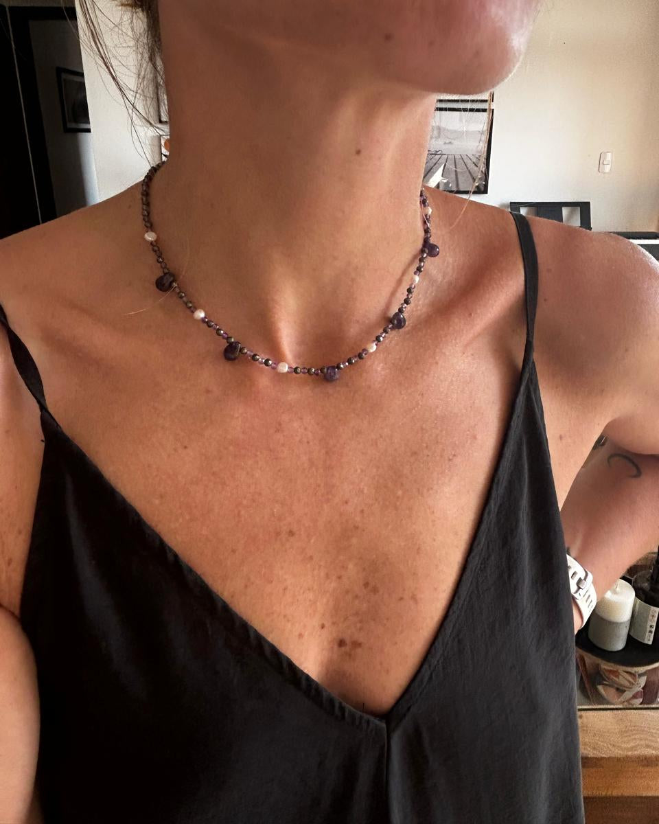 Collar Mari| Amatista y pirita