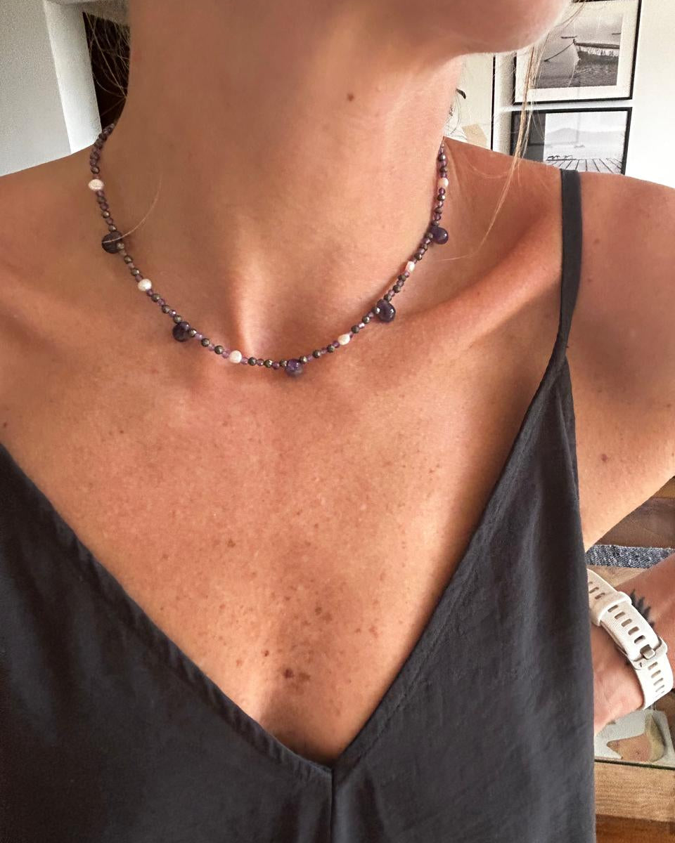 Collar Mari| Amatista y pirita